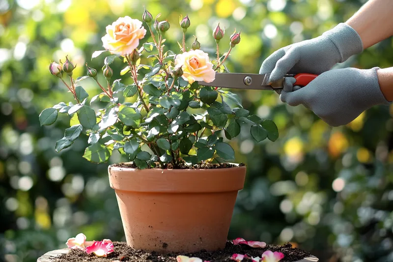 como podar un rosal en maceta